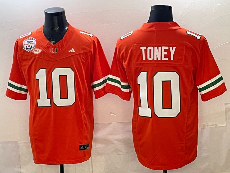 Men 2026 Miami Hurricanes #10 Toney Orange 3th generations Limited NCAA Jersey 052